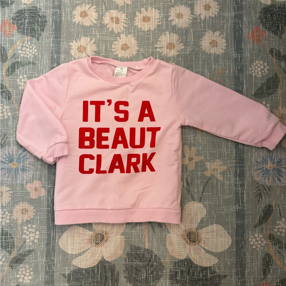 Pink Girls Holiday Sweatshirt with Red Print